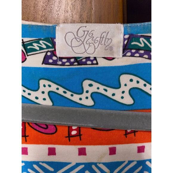 Vintage Y2K 80s print Maxi Dress Rainbow Tribal Design by Go Softly size XL - Picture 3 of 5